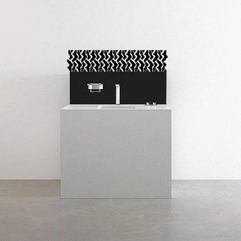 Tire tread vinyl wall decal with black repeating tire-pattern stripes