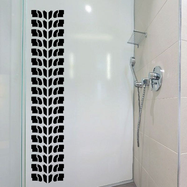 Tire tread wall decal, black tire-tread pattern strip