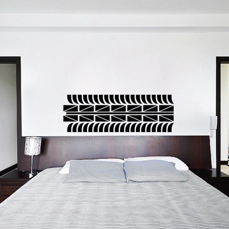 Black tire tread wall decal with stacked tread stripe pattern for walls