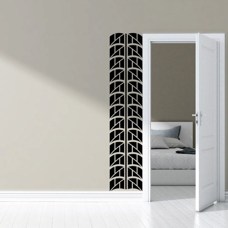 Vinyl wall decal with black tire tread pattern