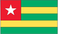 Togo flag rectangular sticker with red panel, white star, green and yellow stripes