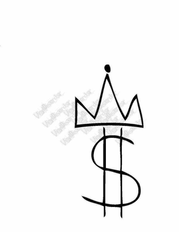 Dollar sign decal with crown and king silhouette