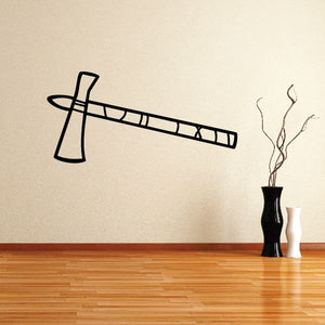 Black tomahawk wall decal with long handle and smoke lines