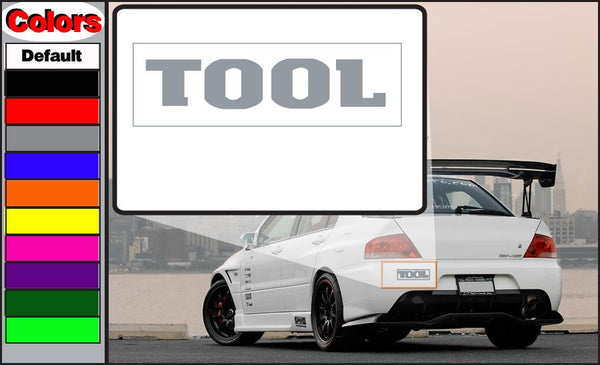 Tool text decal with large gray 'TOOL' lettering on white background