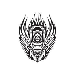 Car flames decal with skull face graphic