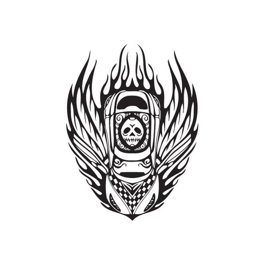 Image of Top View Car Flames Decal