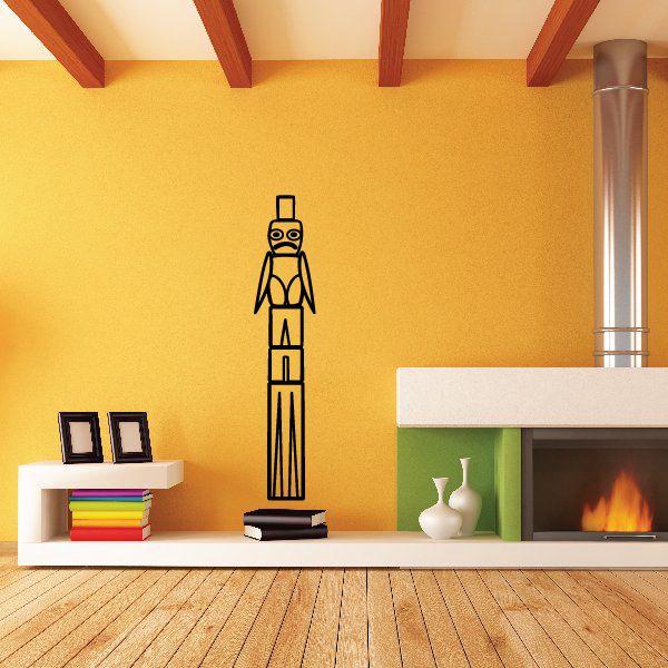 Totem pole wall decal featuring a tall carved figure outline