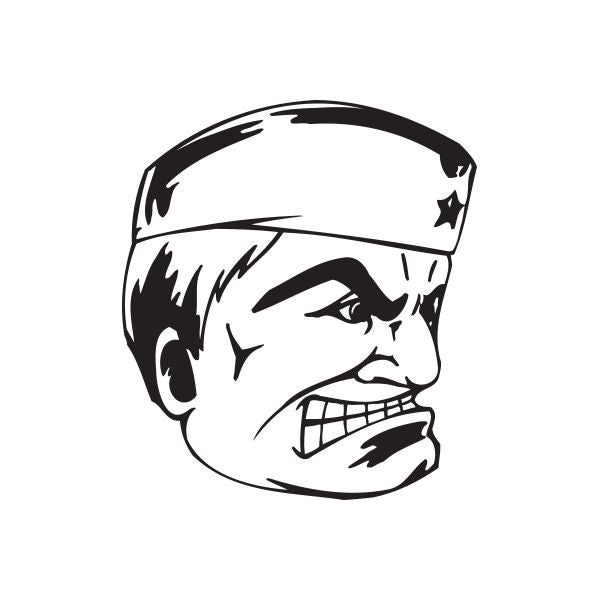 Soldier face decal with garrison cap, black and white