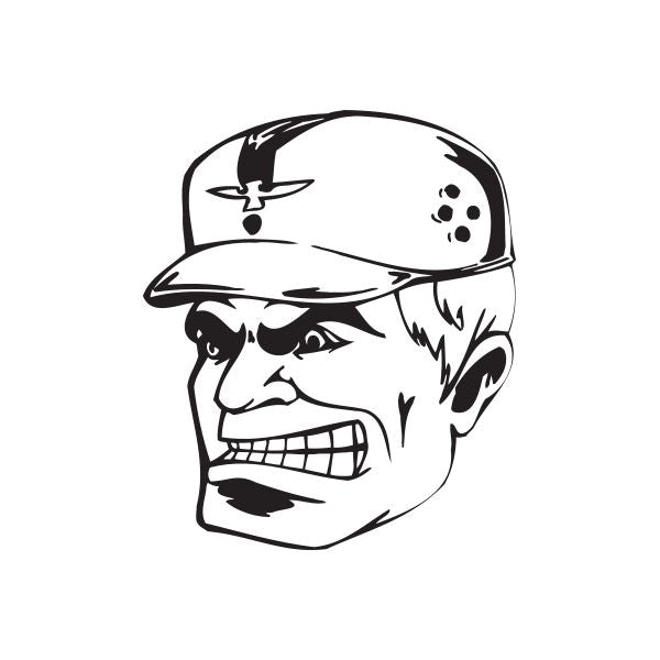 Image of Tough Soldier in Cap Face Grinning Helmeted Soldier Face Decal