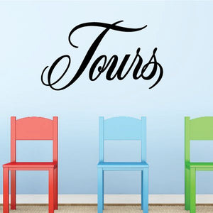 Tours vinyl wall decal in black cursive lettering