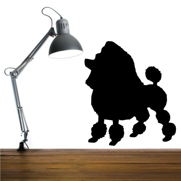 Black toy poodle decal silhouette with standing poodle and trimmed coat