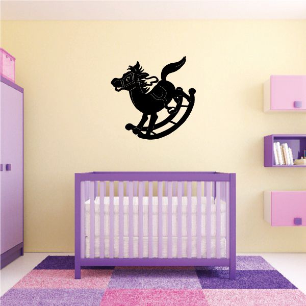 Black rocking horse wall decal silhouette