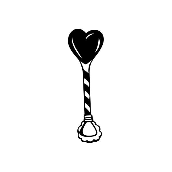 Black heart on stick vinyl decal with white accents