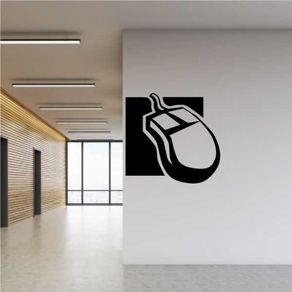 Track ball mouse decal with black stylized mouse icon