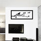 Black bird and tree branch wall decal with small leaves and flying birds