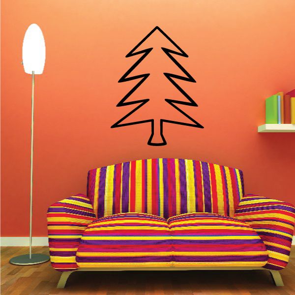 Black tree outline wall decal with simple trunk and branches, vinyl sticker
