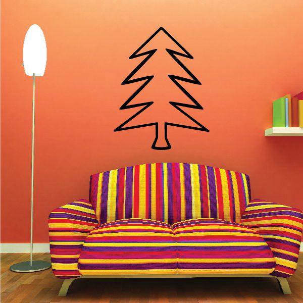 Image of Tree Drawing Outline Wall Decal - Vinyl Decal - Car Decal - MC116