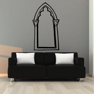 Black archway wall decal with Tree of Life emblem