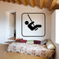 Tree swing sign decal with black wheelchair-accessibility icon in rounded square