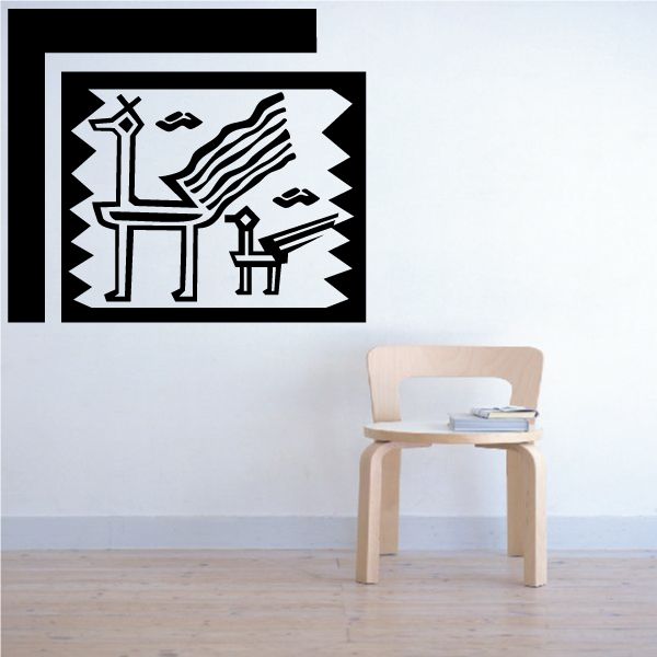 Tribal animal drawing wall decal, black tribal animal design