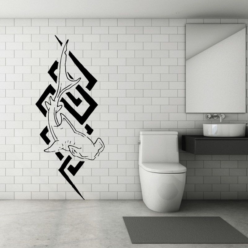 Image of Tribal Design Hammerhead Shark Decal