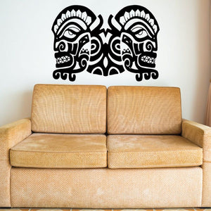 Tribal faces accent decal set: two black tribal face graphics