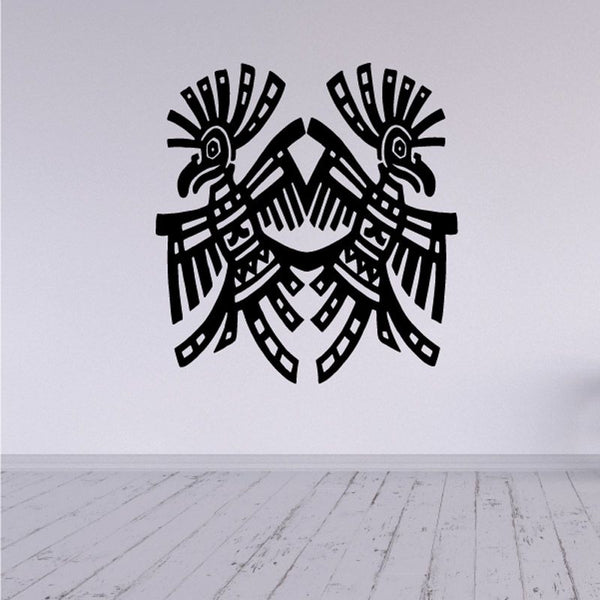 Tribal flying birds wall decal, black tribal pattern
