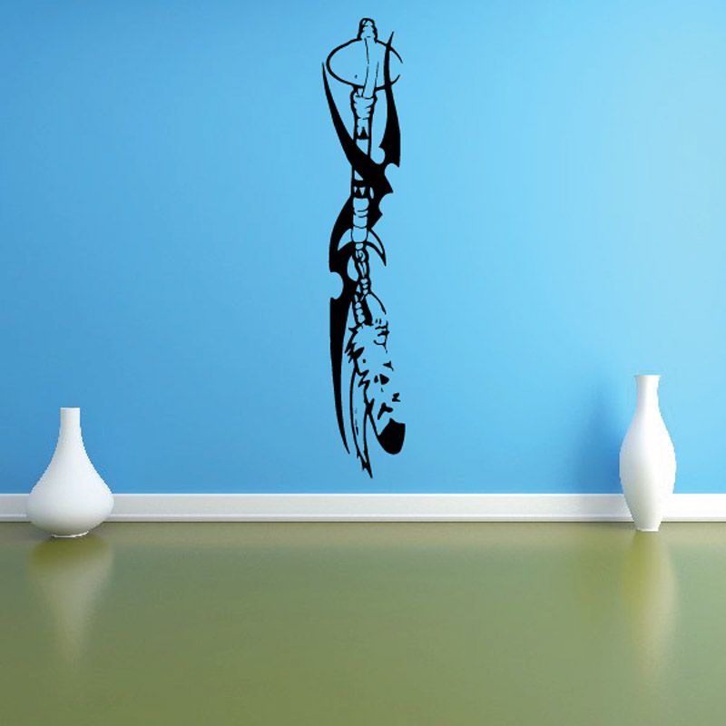 Tribal hammer wall decal, black tribal-style hammer silhouette.