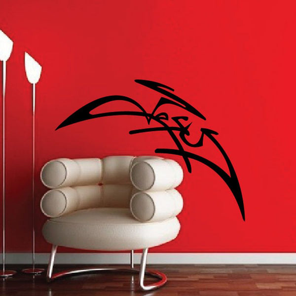 Black tribal-style Jesus wall decal with arched text-and-figure design