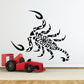 Tribal scorpion decal, black ornamental swirl design