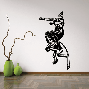 Mohawk decal sticker with black illustrated jumping figure