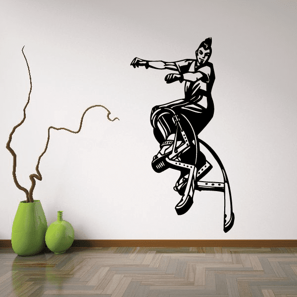 Mohawk decal sticker with black illustrated jumping figure