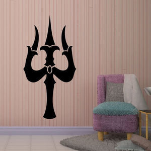 Black Shiva trident wall decal with three-pronged trident symbol.