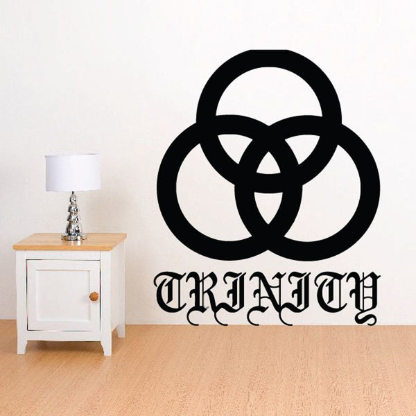 Black Trinity three-circle decal with gothic TRINITY lettering