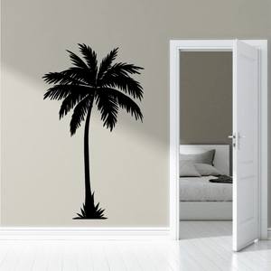 Black palm tree wall vinyl decal with detailed fronds