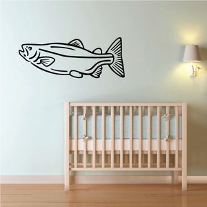 Trout wall decal vinyl fish outline graphic with fins and tail on a wall