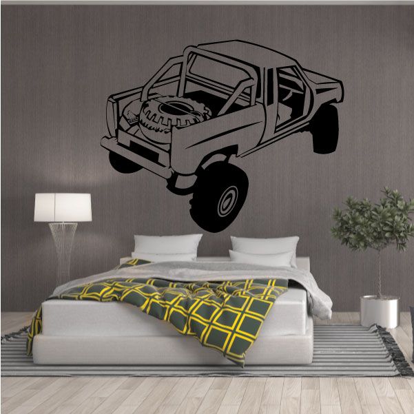 Off-road rock climbing truck vinyl decal with side view illustration