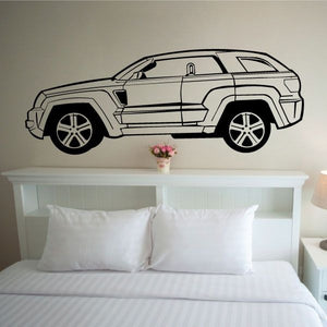 Off-road truck vinyl window decal, side profile with rocky rock-climbing design