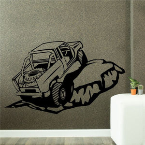 Off-road rock climbing truck vinyl decal, black outline with rugged claw rock design