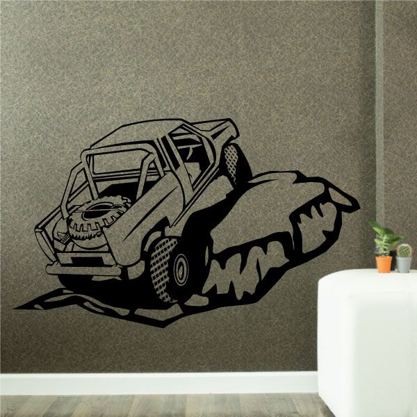 Off-road rock climbing truck vinyl decal, black outline with rugged claw rock design