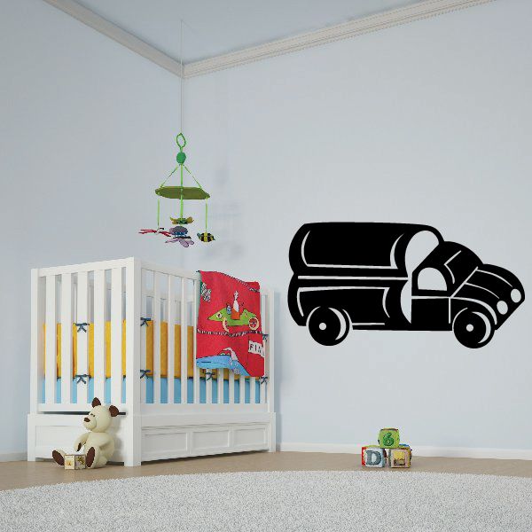 Truck wall decal vinyl, black cement mixer style vehicle outline