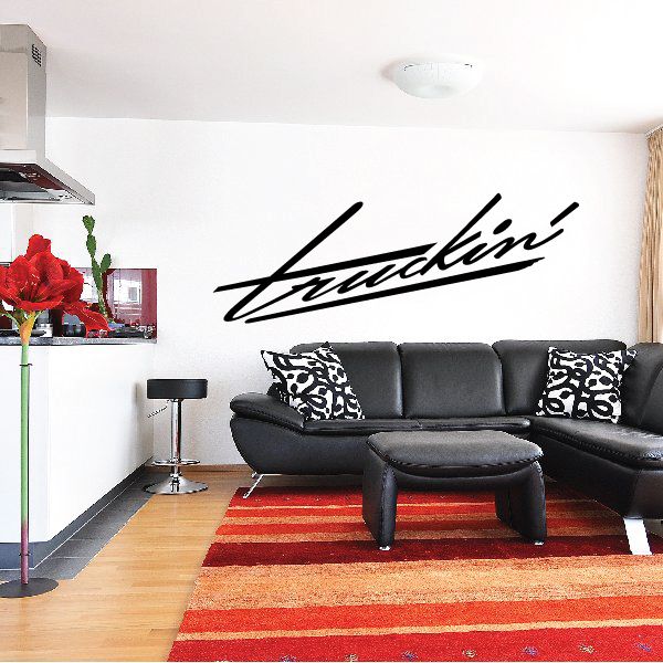 Black Truckin' cursive vinyl wall decal