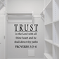 Religious wall decal with quote text 'TRUST' and Proverbs 3:5-6
