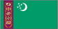 Turkmenistan flag sticker, rectangular green with white crescent, stars, and vertical emblem panel