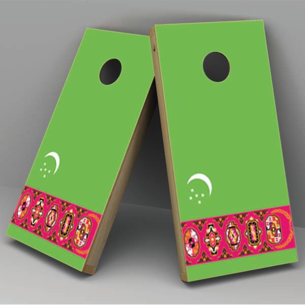 Turkmenistan Flag Cornhole Board Vinyl Decal Wrap