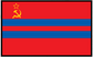 Turkmenistan flag sticker, red field with yellow star and emblem
