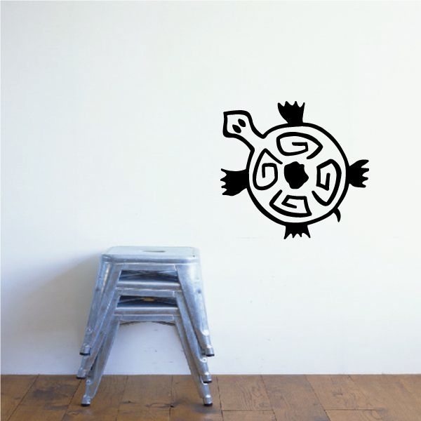 Southwestern turtle wall decal with bold black outline and geometric shapes