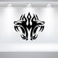 Twin tiger head decal, black stylized tiger-face graphic