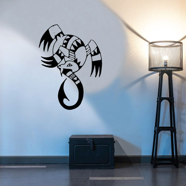 Twisted Quetzalcoatl vinyl decal, black stylized serpent with spiral tail and claws