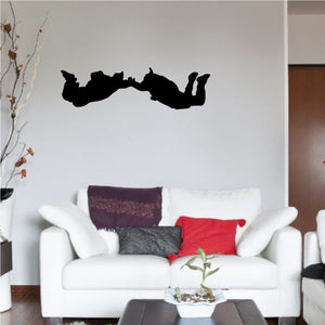 Two skydiver decal with black silhouette, two skydivers in midair